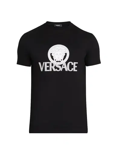 Versace Men's Medusa Logo Cotton Crewneck T-Shirt - Black - Size Medium | Thumbnail 1 Versace Men's Medusa Logo Cotton Crewneck T-Shirt - Black - Size Medium | Thumbnail 1