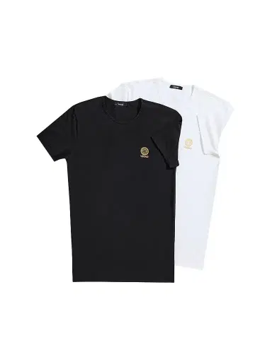 Versace Men's Medua Logo Jersey Crewneck T-Shirt 2-Pack - White Black | Thumbnail 1