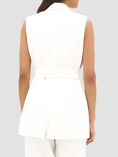 Another Tomorrow Women's Easy Tie Vest - Off White - Size 10 | Thumbnail 5