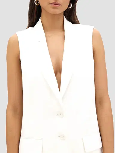 Another Tomorrow Women's Easy Tie Vest - Off White - Size 10 | Thumbnail 6