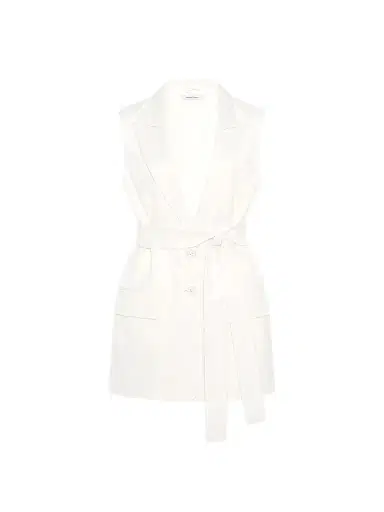 Another Tomorrow Women's Easy Tie Vest - Off White - Size 10 | Thumbnail 1