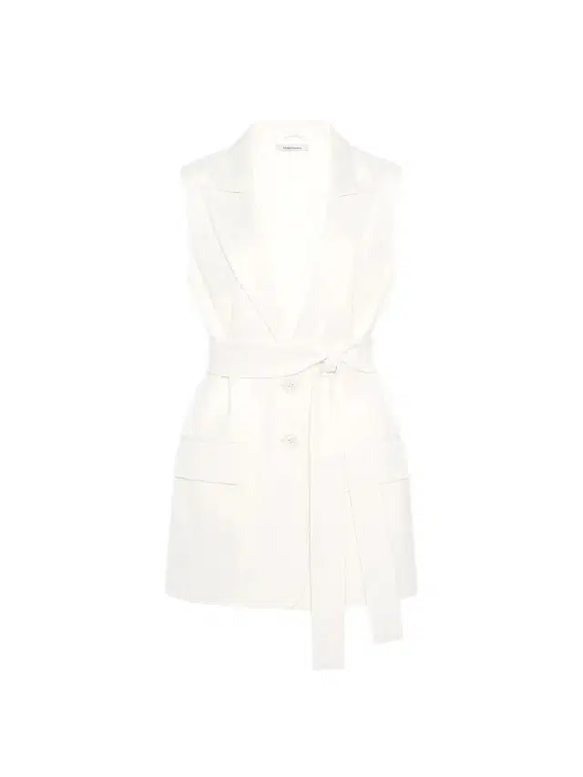 Another Tomorrow Women's Easy Tie Vest - Off White - Size 10