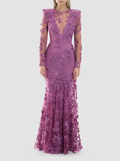 Zhivago Women's Poetry Remains Embroidered Mermaid Gown - Mauve - Size 12 | Thumbnail 2