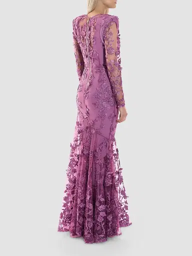Zhivago Women's Poetry Remains Embroidered Mermaid Gown - Mauve - Size 12 | Thumbnail 3