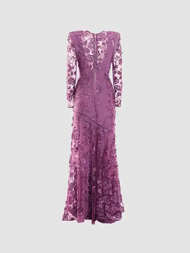 Zhivago Women's Poetry Remains Embroidered Mermaid Gown - Mauve - Size 12 | Thumbnail 5