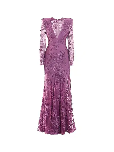 Zhivago Women's Poetry Remains Embroidered Mermaid Gown - Mauve - Size 12 | Thumbnail 1