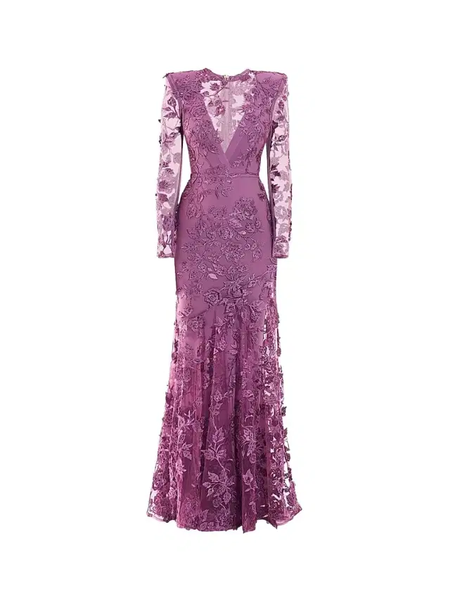 Zhivago Women's Poetry Remains Embroidered Mermaid Gown - Mauve - Size 12