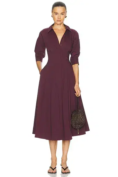 SIMKHAI Jazz Pintuck Midi Dress