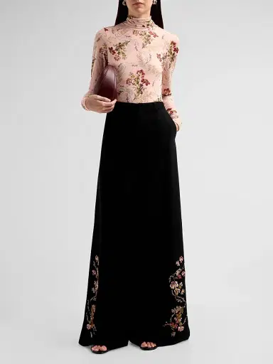 Cinq à Sept Women's Loveletter Floral Shirred Mesh Turtleneck - Soft Rose Multi | Thumbnail 2