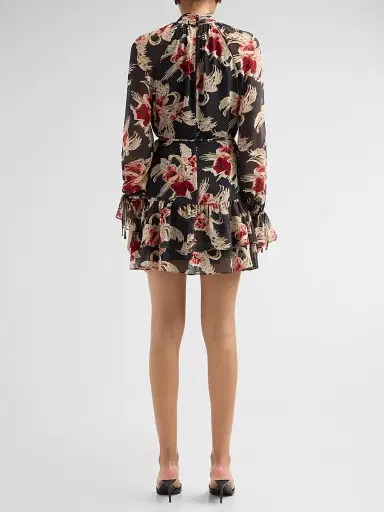 Cinq à Sept Women's Sylviane Floral Silk A-Line Mini Dress - Obsidian Multi | Thumbnail 3