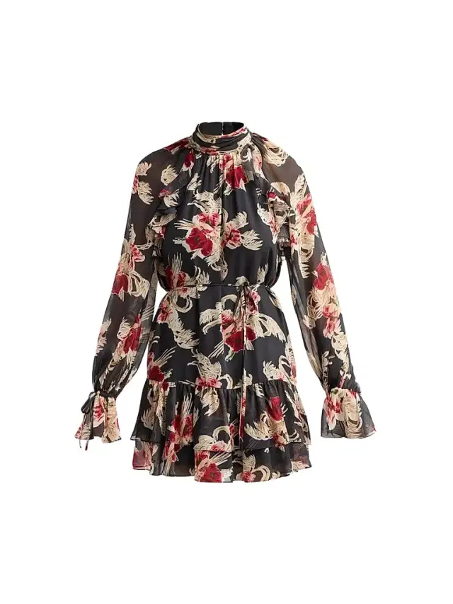 Cinq à Sept Women's Sylviane Floral Silk A-Line Mini Dress - Obsidian Multi