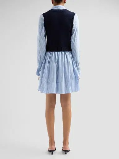Cinq à Sept Women's Patsy Layered Stripe Mini Shirtdress - Navy Blue Stripe | Thumbnail 3