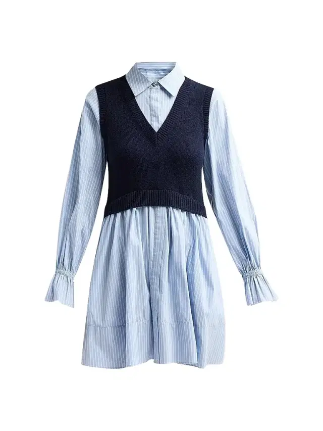 Cinq à Sept Women's Patsy Layered Stripe Mini Shirtdress - Navy Blue Stripe