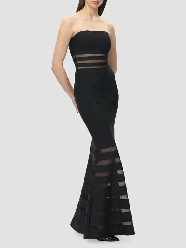 Hervé Léger Women's The Kate Strapless Gown - Black | Thumbnail 4