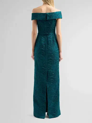 Teri Jon by Rickie Freeman Women's Jacquard Off-The-Shoulder Gown | Thumbnail 3 Teri Jon by Rickie Freeman Women's Jacquard Off-The-Shoulder Gown | Thumbnail 3