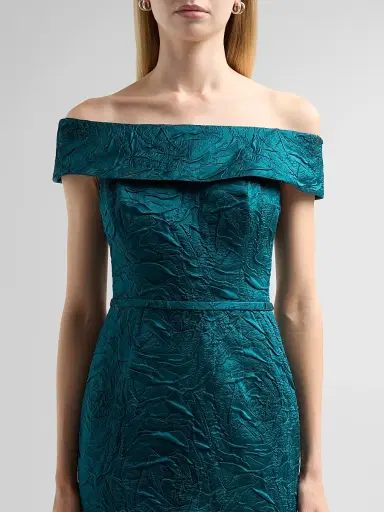 Teri Jon by Rickie Freeman Women's Jacquard Off-The-Shoulder Gown | Thumbnail 5 Teri Jon by Rickie Freeman Women's Jacquard Off-The-Shoulder Gown | Thumbnail 5