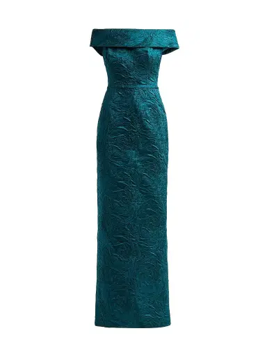 Teri Jon by Rickie Freeman Women's Jacquard Off-The-Shoulder Gown | Thumbnail 1 Teri Jon by Rickie Freeman Women's Jacquard Off-The-Shoulder Gown | Thumbnail 1