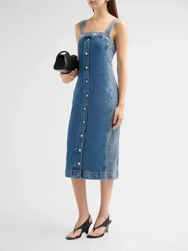 Ramy Brook Women's Amanda Rhinestone-Trim Denim Midi Dress - Rhinestone Mid Cerulean | Thumbnail 4