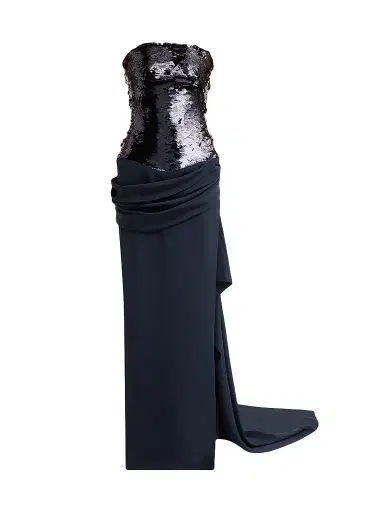 Atelier Prabal Gurung Women's Strapless Sequin & Draped Crepe Gown - Navy | Thumbnail 1