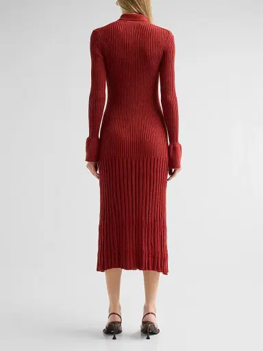 Proenza Schouler Women's Rosario Textured Merino Wool Midi Dress - Rust - Size XL | Thumbnail 3 Proenza Schouler Women's Rosario Textured Merino Wool Midi Dress - Rust - Size XL | Thumbnail 3