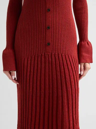Proenza Schouler Women's Rosario Textured Merino Wool Midi Dress - Rust - Size XL | Thumbnail 5 Proenza Schouler Women's Rosario Textured Merino Wool Midi Dress - Rust - Size XL | Thumbnail 5