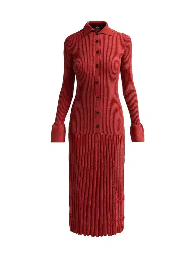 Proenza Schouler Women's Rosario Textured Merino Wool Midi Dress - Rust - Size XL | Thumbnail 1 Proenza Schouler Women's Rosario Textured Merino Wool Midi Dress - Rust - Size XL | Thumbnail 1