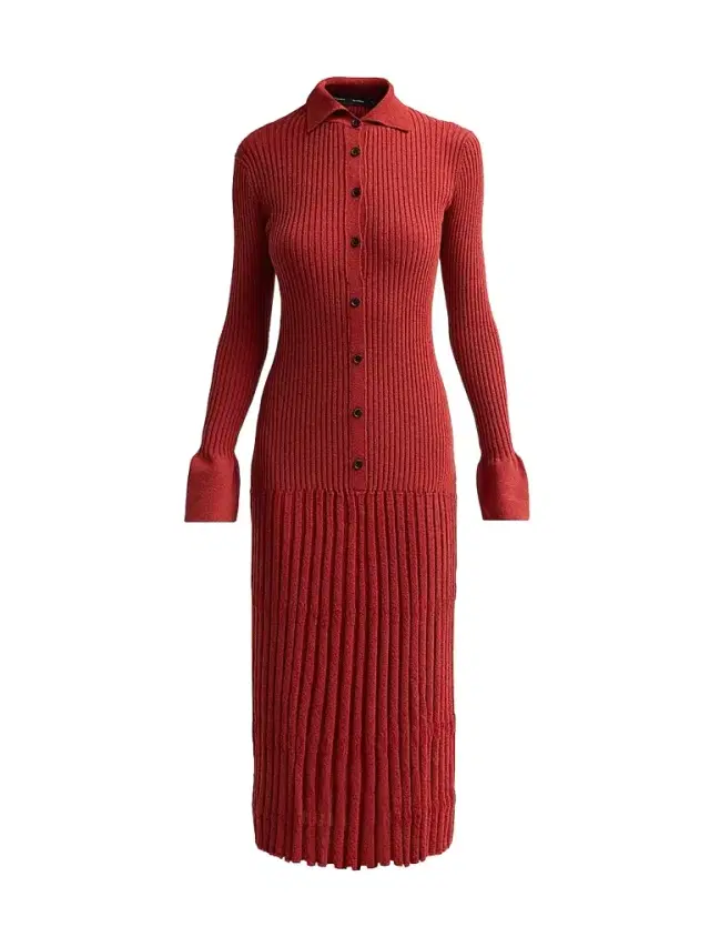 Proenza Schouler Women's Rosario Textured Merino Wool Midi Dress - Rust