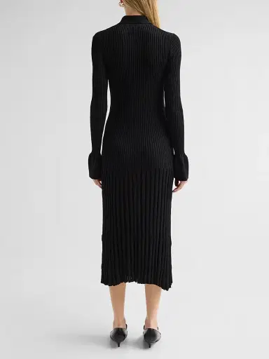 Proenza Schouler Women's Rosario Textured Merino Wool Midi Dress - Black - Size XL | Thumbnail 3 Proenza Schouler Women's Rosario Textured Merino Wool Midi Dress - Black - Size XL | Thumbnail 3