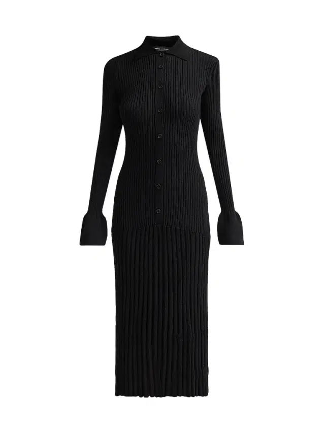 Proenza Schouler Women's Rosario Textured Merino Wool Midi Dress - Black