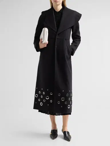 Proenza Schouler Women's Alix Compact Melton Wool Coat - Black | Thumbnail 2