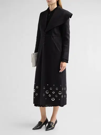 Proenza Schouler Women's Alix Compact Melton Wool Coat - Black | Thumbnail 4