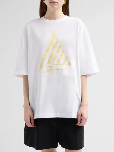 Jacquemus Women's Embroidered Sailboat Cotton T-Shirt - Embroidery Yellow Sails | Thumbnail 4