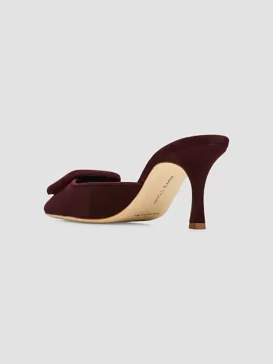 Manolo Blahnik Women's Maysale Buckle 70MM Suede Mules | Thumbnail 2 Manolo Blahnik Women's Maysale Buckle 70MM Suede Mules | Thumbnail 2