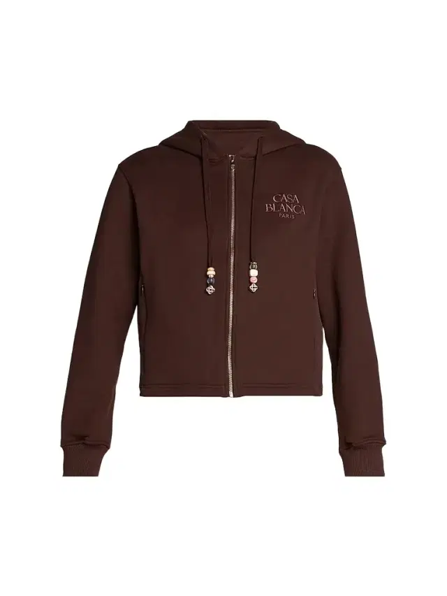 Casablanca Women's Cotton-Cashmere Crop Hoodie - Brown