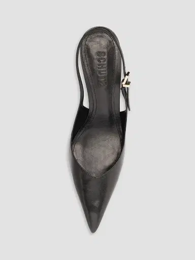 Schutz Women's Lexi 85MM Leather Slingback Pumps - Black | Thumbnail 4