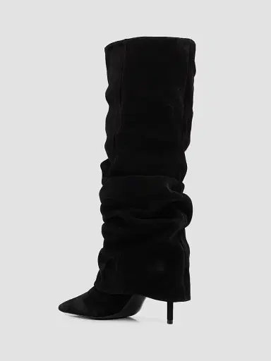 Schutz Women's Mikki Up Cloak 75MM Suede Slouch Boots - Black | Thumbnail 4