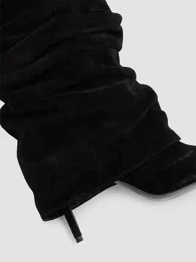 Schutz Women's Mikki Up Cloak 75MM Suede Slouch Boots - Black | Thumbnail 5