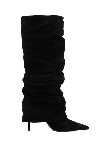 Schutz Women's Mikki Up Cloak 75MM Suede Slouch Boots - Black | Thumbnail 1