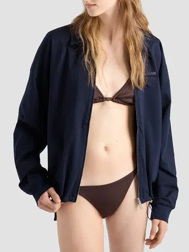 Prada Women's Interlock Fabric Triangle Bikini Top - Brown - Size XL | Thumbnail 2