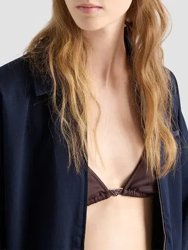 Prada Women's Interlock Fabric Triangle Bikini Top - Brown - Size XL | Thumbnail 5