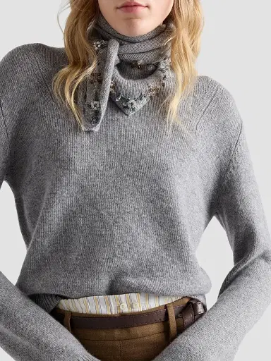 Prada Women's Cashmere Crew-Neck Sweater with Scarf | Thumbnail 5 Prada Women's Cashmere Crew-Neck Sweater with Scarf | Thumbnail 5