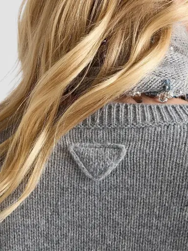Prada Women's Cashmere Crew-Neck Sweater with Scarf | Thumbnail 6 Prada Women's Cashmere Crew-Neck Sweater with Scarf | Thumbnail 6
