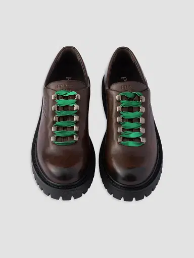 Prada Women's Leather Lace-Up Shoes - Brown | Thumbnail 2