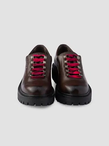 Prada Women's Leather Lace-Up Shoes - Brown | Thumbnail 4