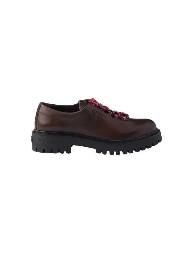 Prada Women's Leather Lace-Up Shoes - Brown