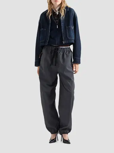 Prada Women's Cropped Denim Blouson Jacket - Blue | Thumbnail 2