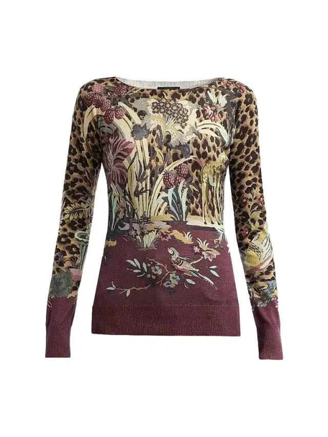 Etro Women's Jungle Silk-Cashmere Knit Top