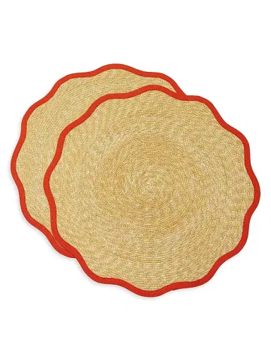 La DoubleJ Straw Cloud Placemats Set of 2 - Solid Orange | Thumbnail 1 La DoubleJ Straw Cloud Placemats Set of 2 - Solid Orange | Thumbnail 1