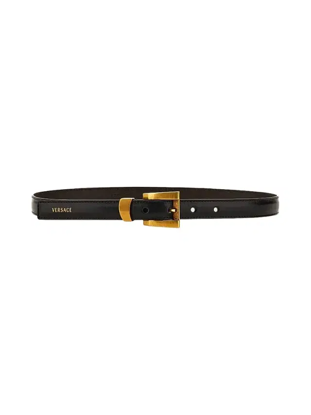 Versace Women's Logo Leather Belt - Black Gold
