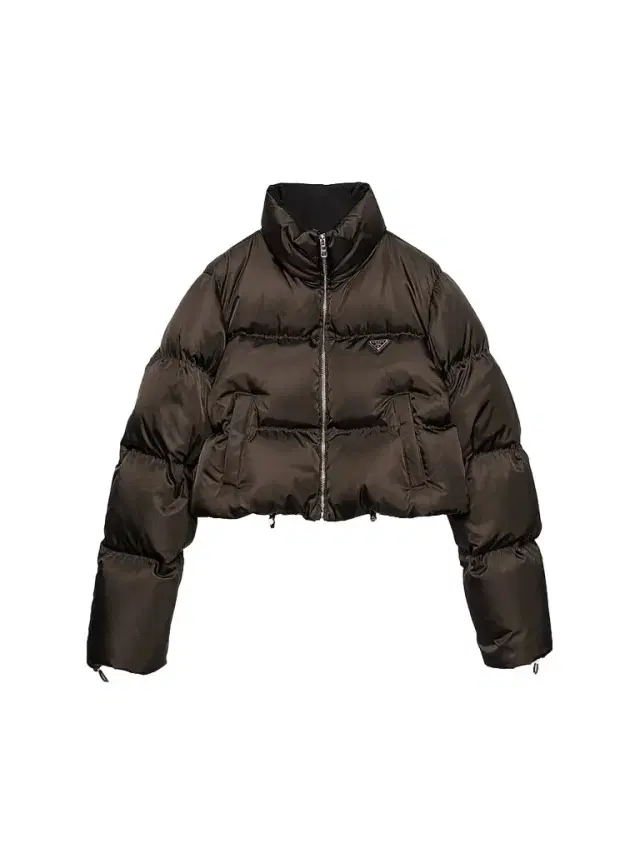 Prada Women's Cropped Nylon Down Jacket - Brown